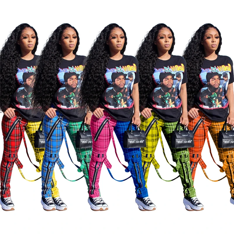 

2020 Fashion Plaid Track Pants Women Wholesale Patchwork Sports Leggings Jogger Pants Winter Trousers For Ladies