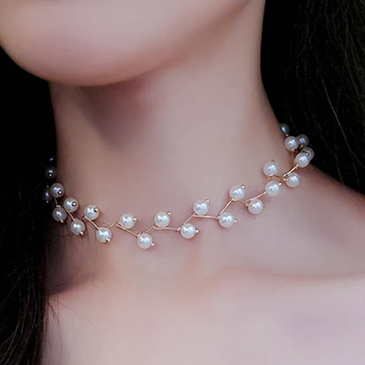 

Pearl short necklace female choker simple clavicle chain neck strap