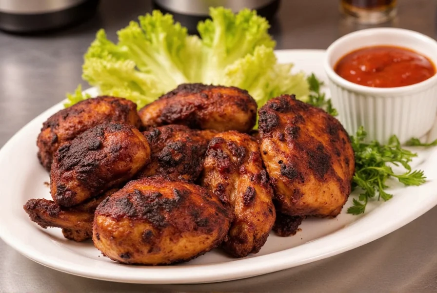 Blackened BBQ chicken served with cornbread and coleslaw