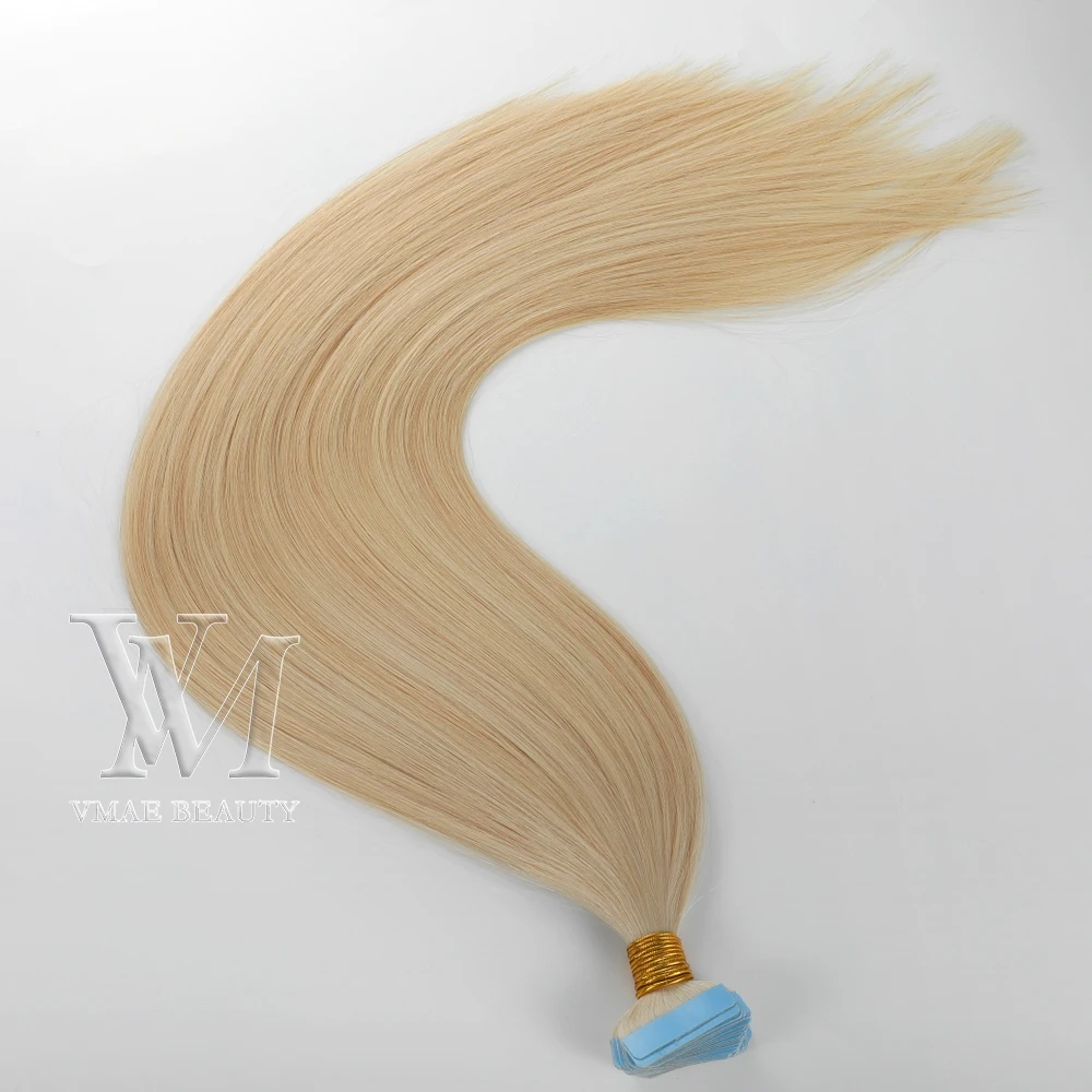 

VMAE European 100g Pre Bonded Silk Straight #613 #60 Blonde Cuticle Aligned Hair Double Drawn Human Tape In Hair Extensions
