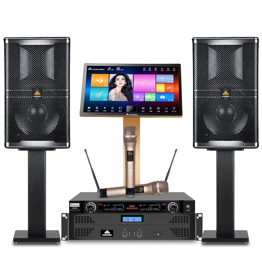 

InAndOn 21.5" 6TB Dual System Karaoke System with Speakers Microphones 4K HD Hifi All-in-one Karaoke Player Set