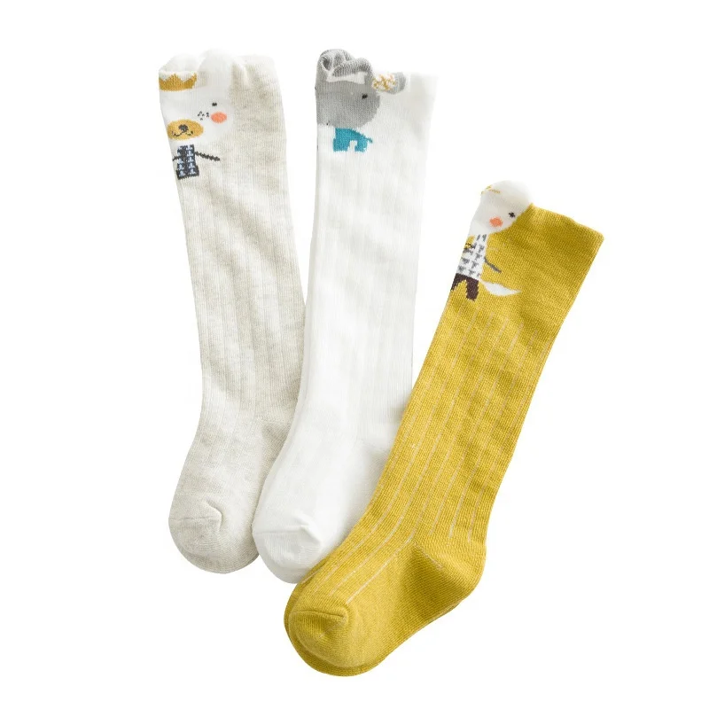 

Hot sale pure color cute girl knee stockings cotton baby socks