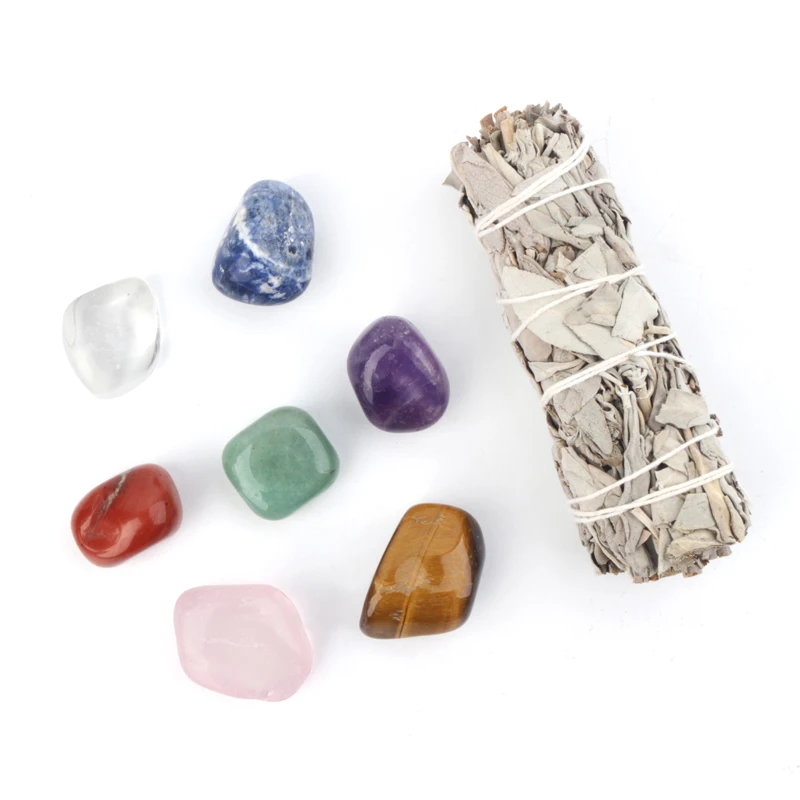 

Wholesale Sage With 7 Chakras Stones 7 Different Colors Of Crystal For Fengshui