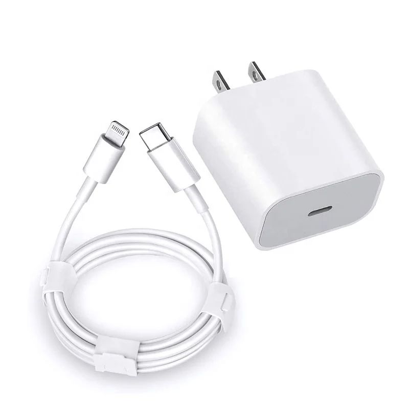 

Wholesale US EU AU Plug PD 20W Phone Charger USB-C Travel Wall Charger USB Type C 20W Charger With Cable, Black white and custom color