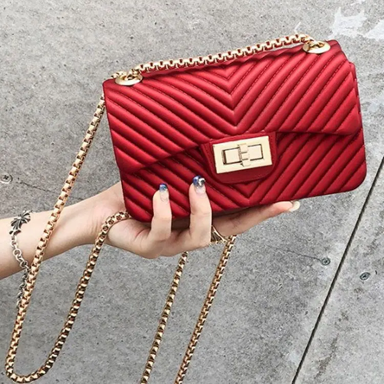 

Cheap Fashion Ladies Latest Hand Bags Best Seller Women Chain Small Jelly Purse Handbags
