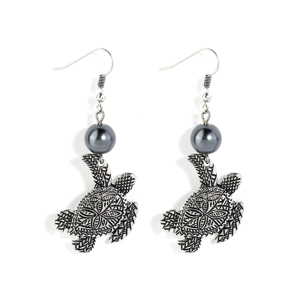 

New Design Retro hawaiian turtle pearl earrings hot sale silver plated zircon earrings women jewelry wholesale