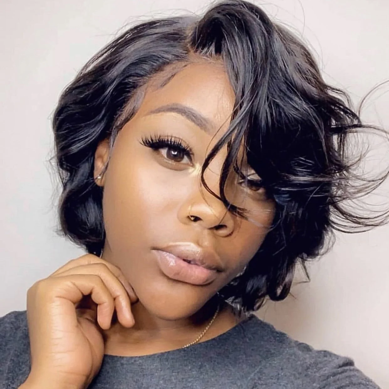 

Short Pixie Cut bob Wig Side Part Lace front Human Hair Wigs For Black Women 150% density Straight 13*4 4x4 Bobo Wig