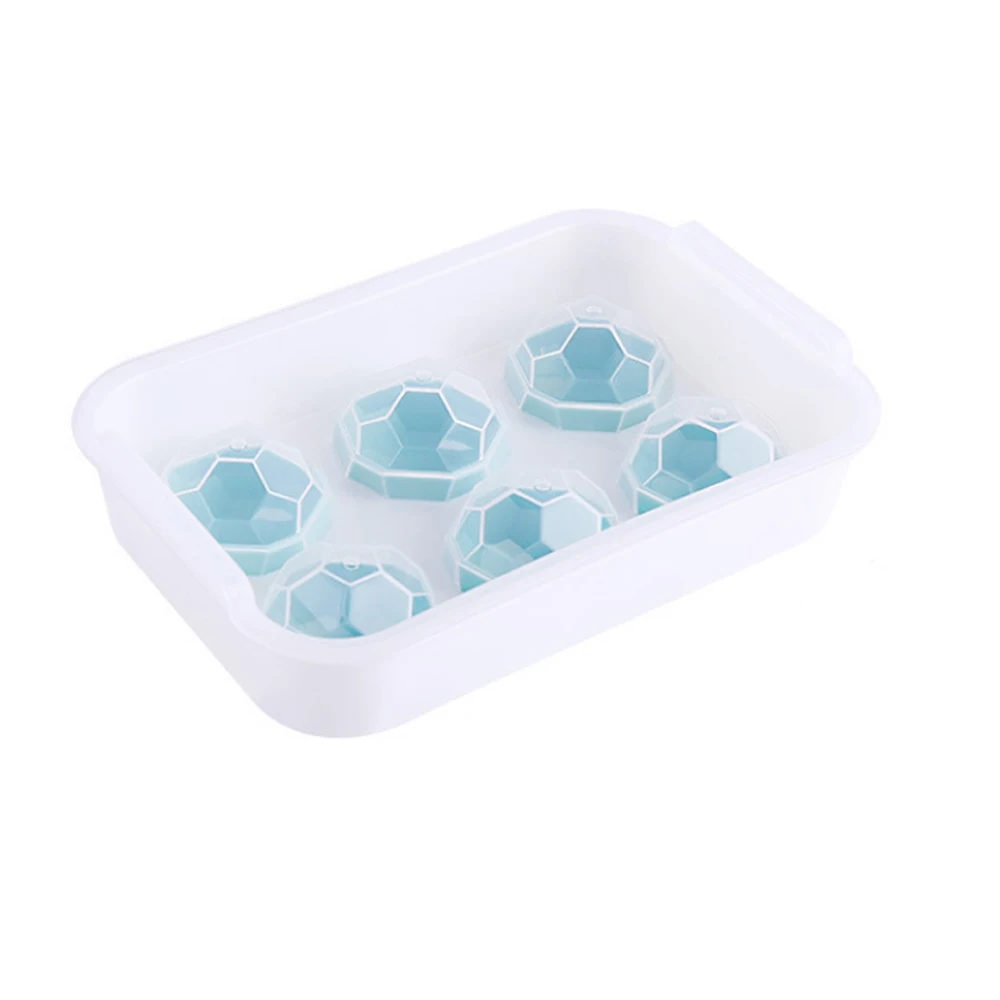 

Amazon Top Seller 6 Cavity Food Grade United States Spherical Ice Tray Mold Wholesale, Cyan/ gray