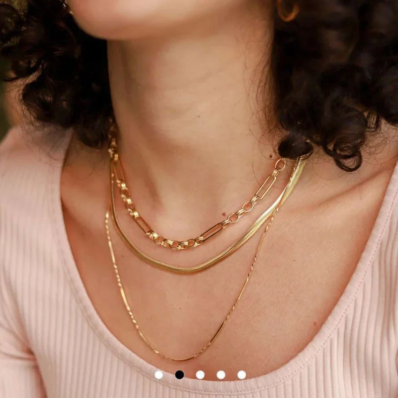 

18K Gold Plated Necklace Set Jewelry Women Beautiful Necklace Female Bracelet Set, Gold color