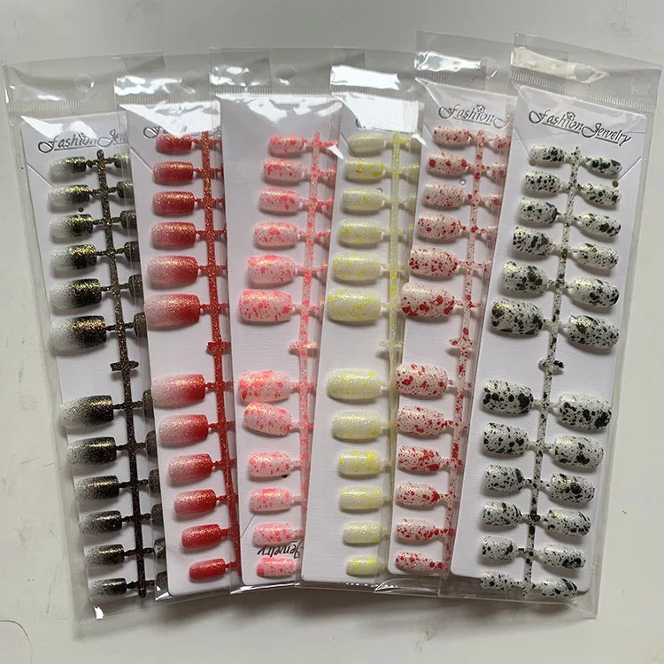 

Factory hot sell new nail quail egg color bright powder gradient flat top nail, Multi color