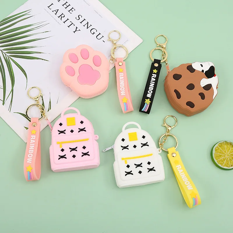 

Professional PU PVC Wallets Supplier Ladies Mini Coin Purse Student Key Case Backpack Silicone Wallet Headphone Storage Bag