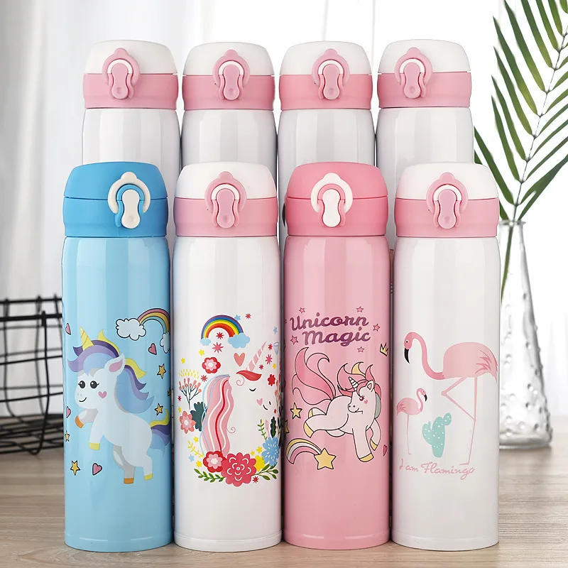 

Seaygift 2021 cute unicorn stainless steel water bottle kawaii eco vacuum double wall kids water bottle for school, As picture