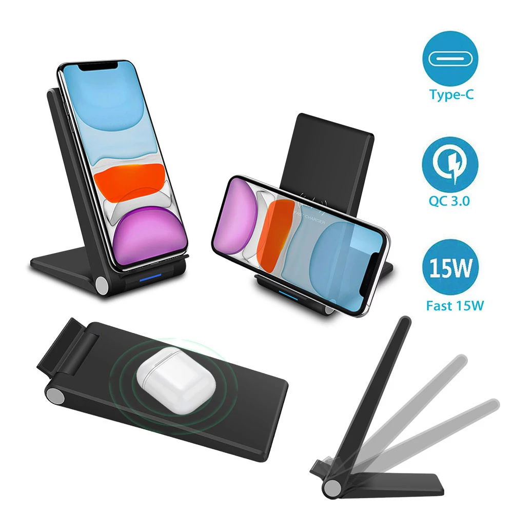 

Free Shipping 1 Sample OK High Quality Folding 15 W Qi Wireless Fast Charging Foldable 15W Wireless Charger