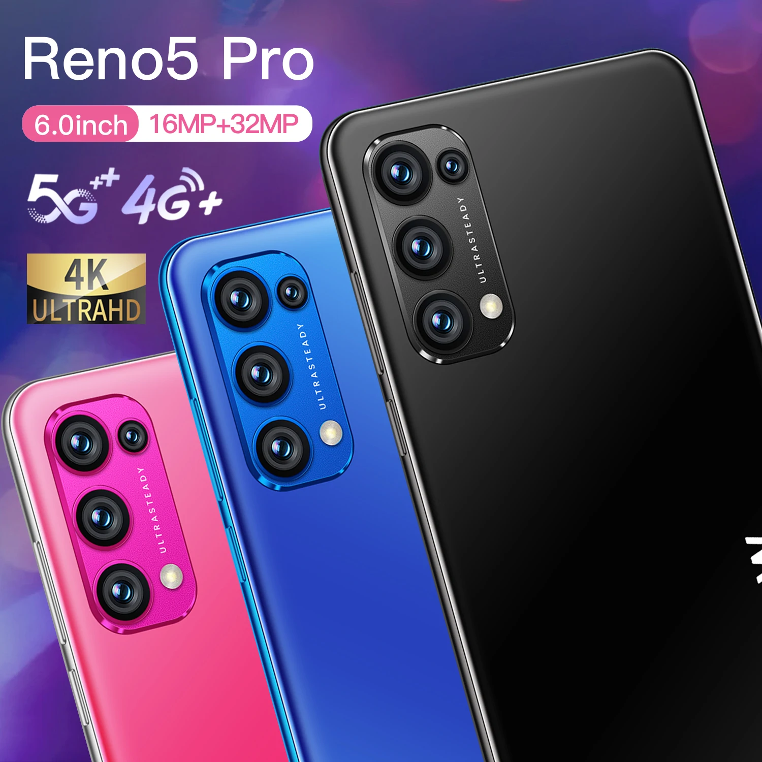 

Dropshipping 2021 New Reno 5 Pro Android System 6.0 Inch Screen Display 5G Monile phone Global Version New Smart Mobile Phone