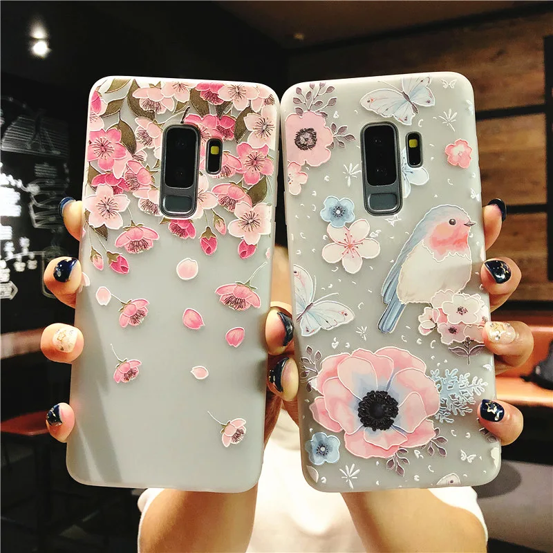 

3D Relief Flower Case For Samsung Galaxy A70 A7 A9 A10 A20e A30 A40 A50 A60 A6 A8 J4 J6 S8 S9 S10 Plus S10e Note 9 8 Coque
