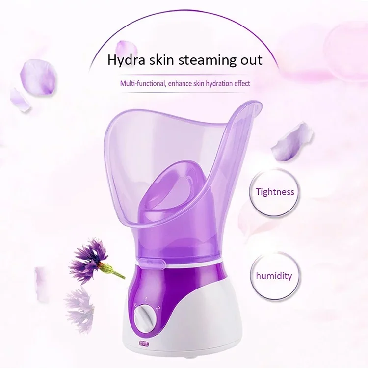 

2021 Deep Moisturizing Spa Face Steamer Sprayer Hot & Cold Nano Mister Portable Facial Steamer Electric Facial Steamer For Sale, Pink/purple