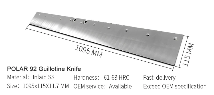 Paper Guillotine Straight Blade Knife With Polar For Paper Cutting Machine