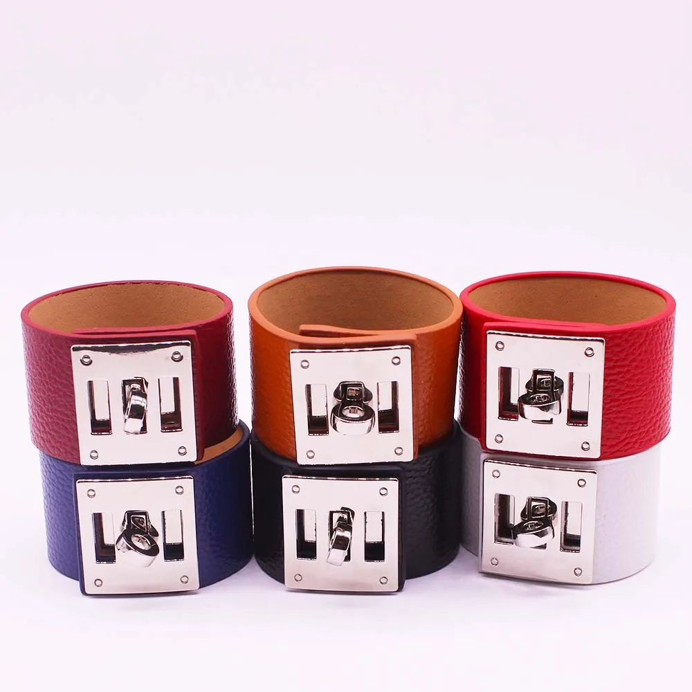 

fashion leather bracelet trend personalized ladies leather bracelet jewelry Women Wide Leather Clasp Bracelet