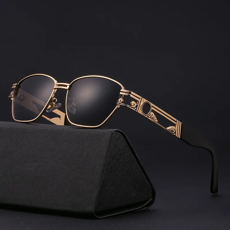 Sun Glasses 2023 New Men's Trend Fashion Retro Small Square Metal Frame Shade Male Sunglasses