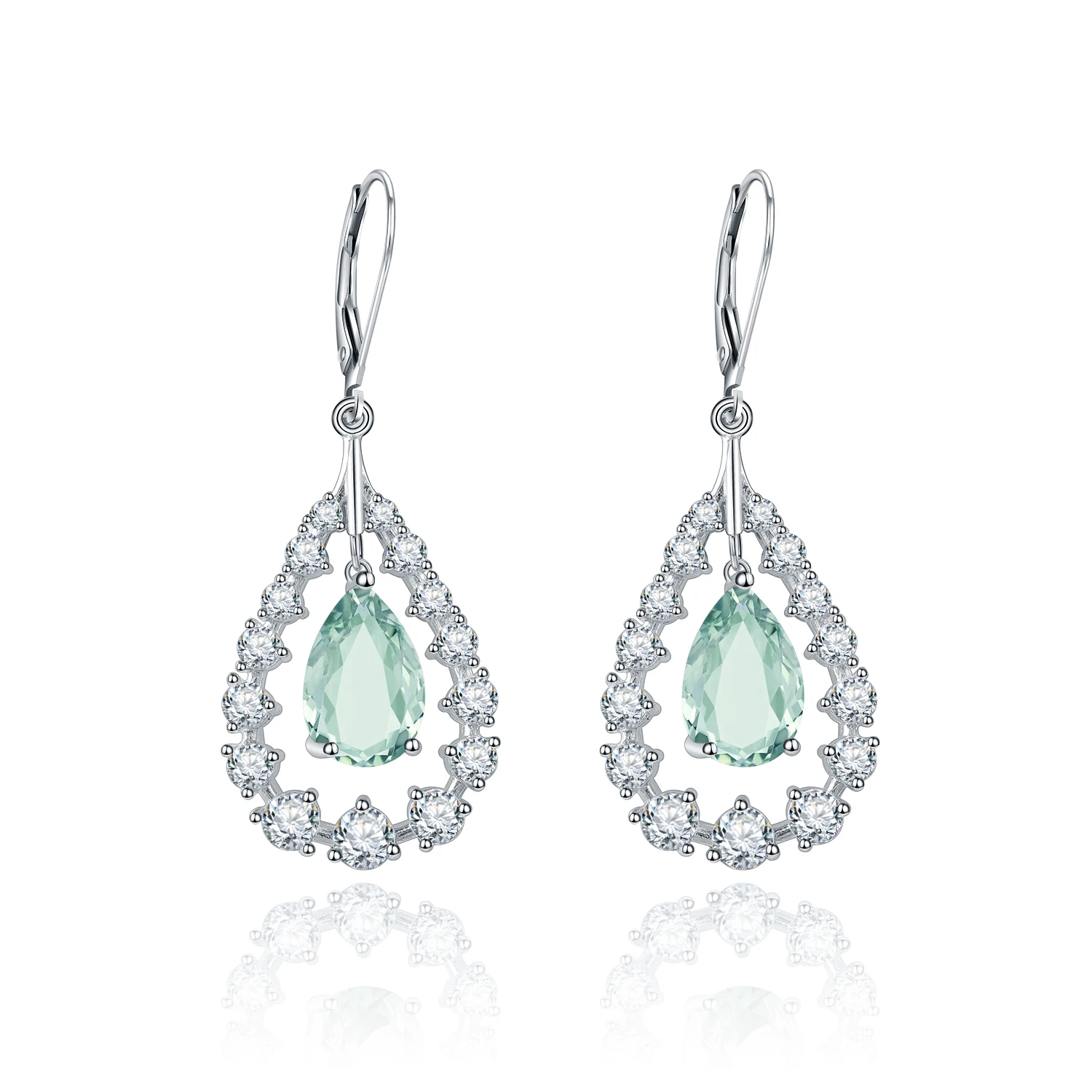 

C2183E Abiding Fine Jewelry Hot Selling Wholesale Green Amethyst Stone Jewellery Silver Natural Gemstone Earrings