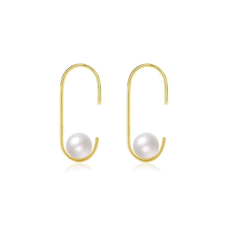 

VIANRLA 925 Sterling Silver Earrings C Shape Pearl Earring Minimalism Style 18K Gold Plated Cuff Earring For Girls