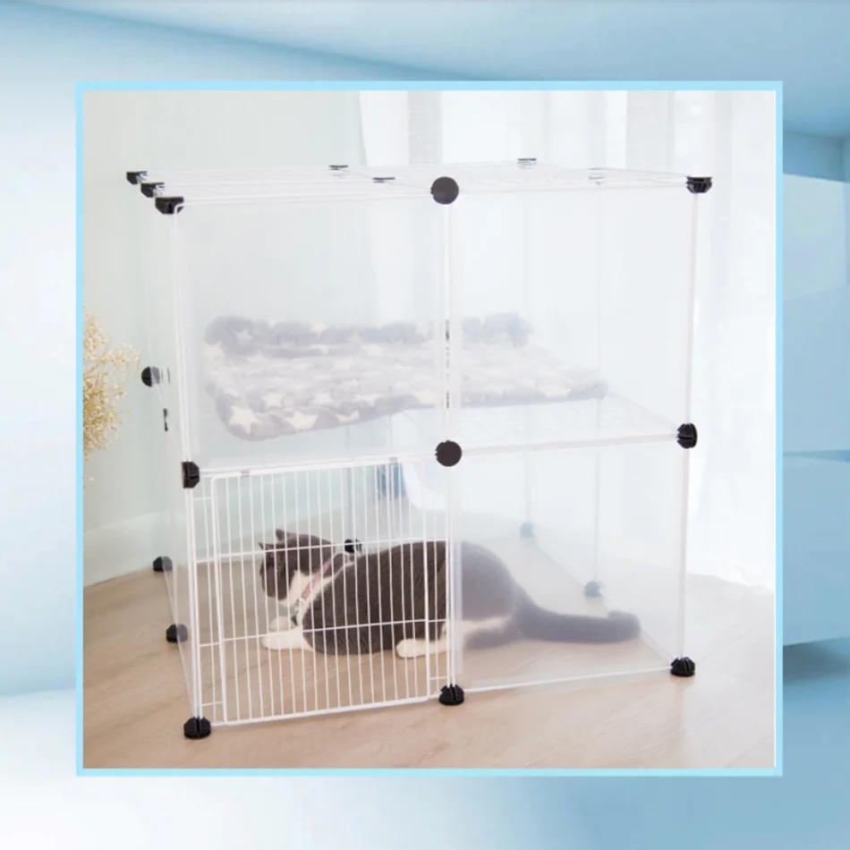 

2020 new Pet Dog Cat Products Large Villa Double Floor Complex Animal Cat Crate Cave Combination Isolation Fence Cage