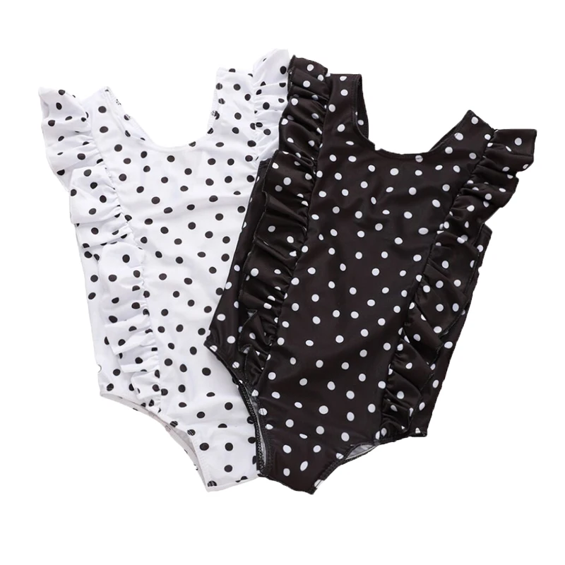 

Wholesale Baby Girls Swimsuit One Piece Dots Kids Bathing Suit Little Girls Swimwear Summer Wears, Picture shows