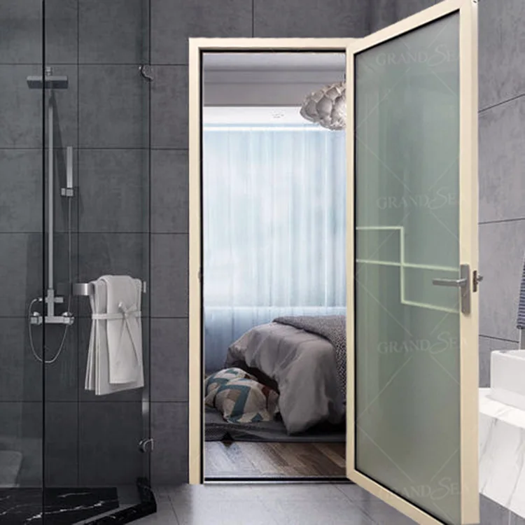 값이 싼 공상적 방수 한 개의 프랑스식 문은 유백 유리 알루미늄 욕실 화장실 자동식 문을 완화시켰습니다