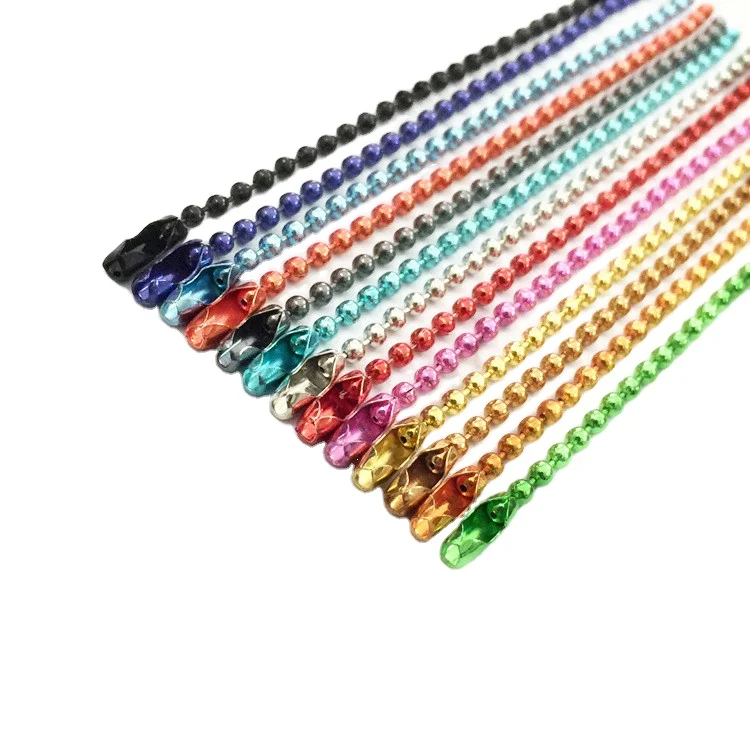 

Colored Iron Ball Beaded Keychains2.4mm Wallet Metal Ball Beaded Chains with ConnectorsTag Chains