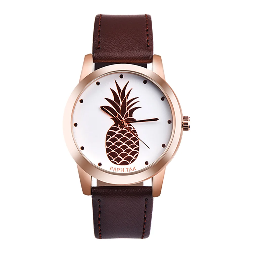 

Cute Pineapple Fruit Watches Women Ladies Quartz Watch Fashion Casual PU Leather Analog Wristwatch montre femme relogio