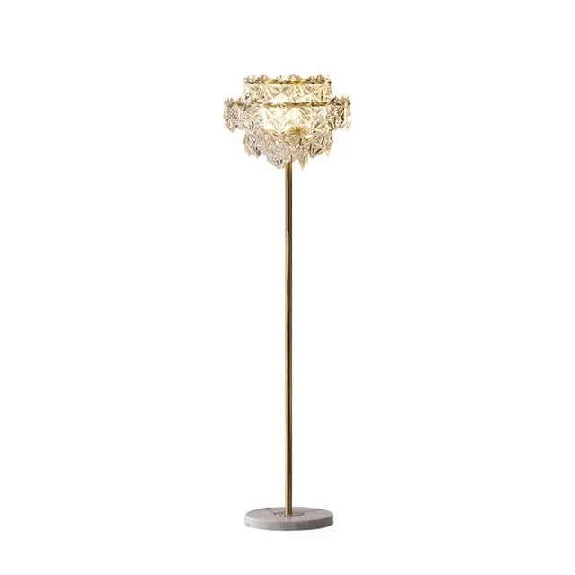 Modern simple round base led crystal floor lamp  for bedroom Nordic luxury living room stand light home decoration