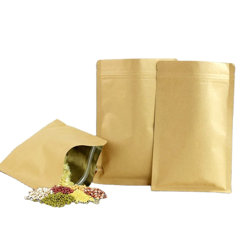 

Brown 3 Side Sealed Gusset Printing Packaging Ldpe Mylar Poly Bulk Peva Craft Plastic Kraft Paper Food Bag