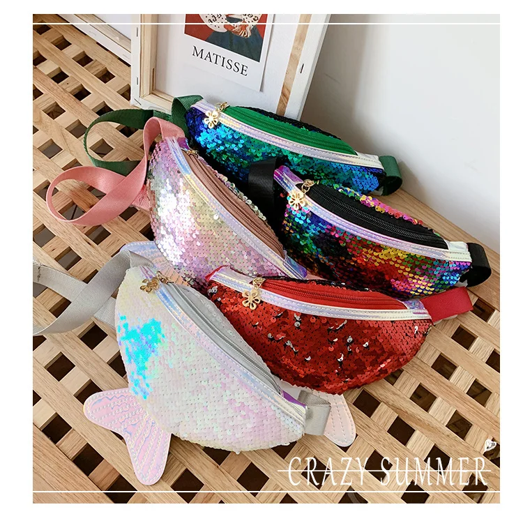 

New Designers Waist Bags Cute Children Fanny pack Belt Bags for Outdoor Travel Girls Sequin Chest Bag, Customizable