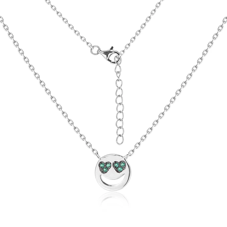 

Fashion Smiley Face Pendant Necklace Women Link Chain Happy Funny Heart Eyes Necklace