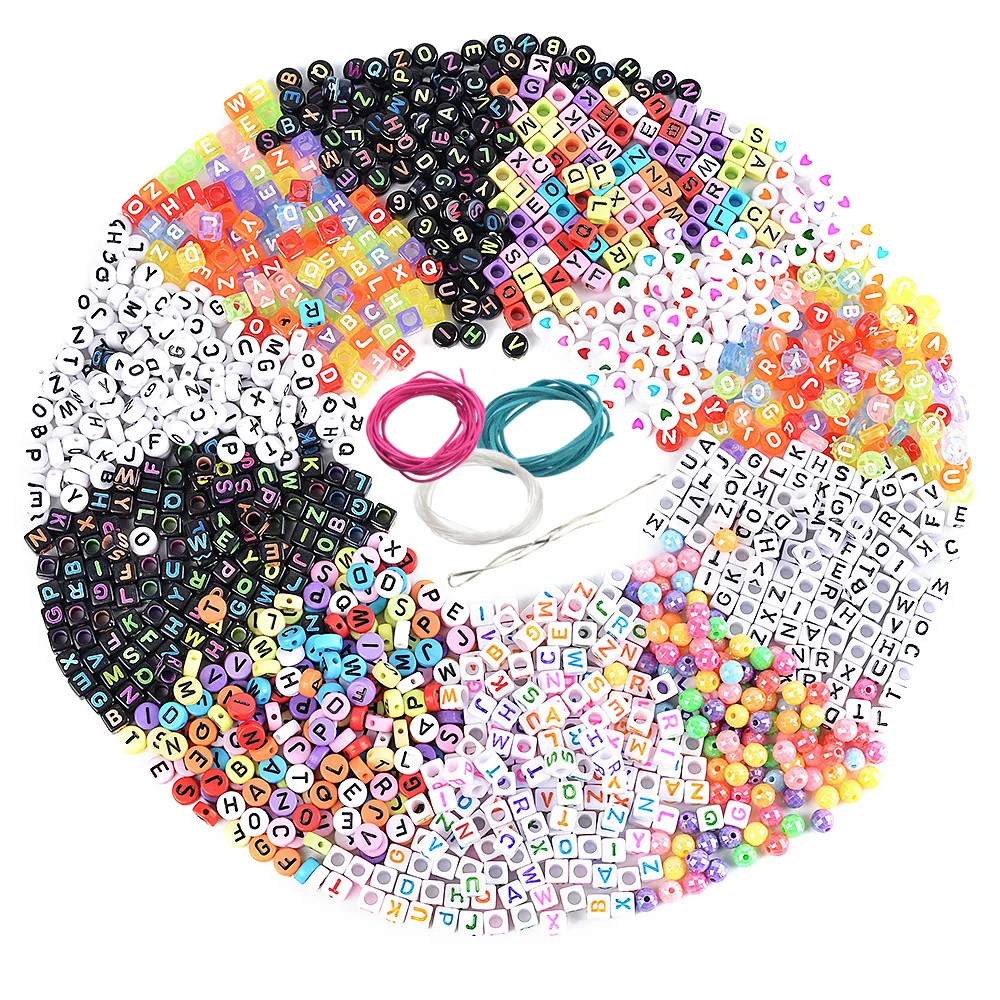 

1300pcs DIY Round Acrylic Cube Alphabet Letter Beads kit Jewelry Making Bracelets Necklaces