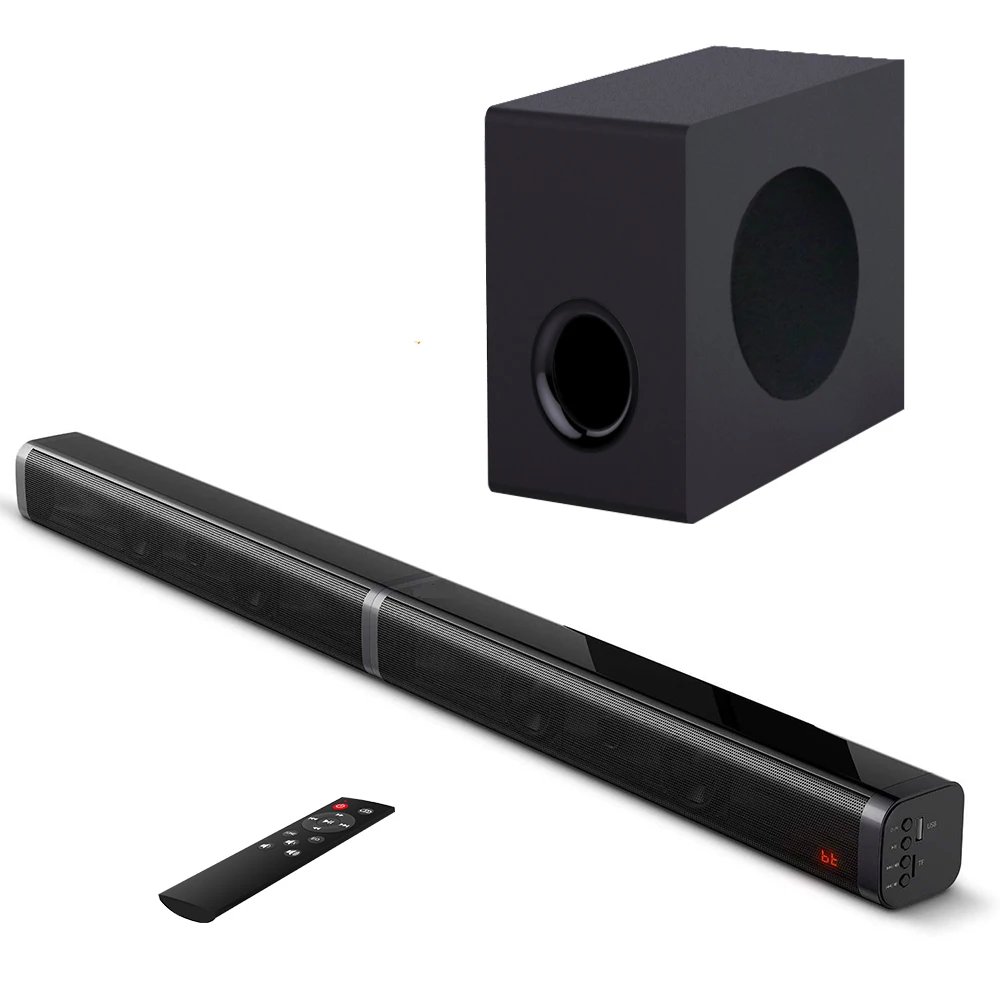 

samtromic 2.1ch detachable soundbar for TV , 2020 Amazon good sale sound bar speaker for TV Surround sound system, Black