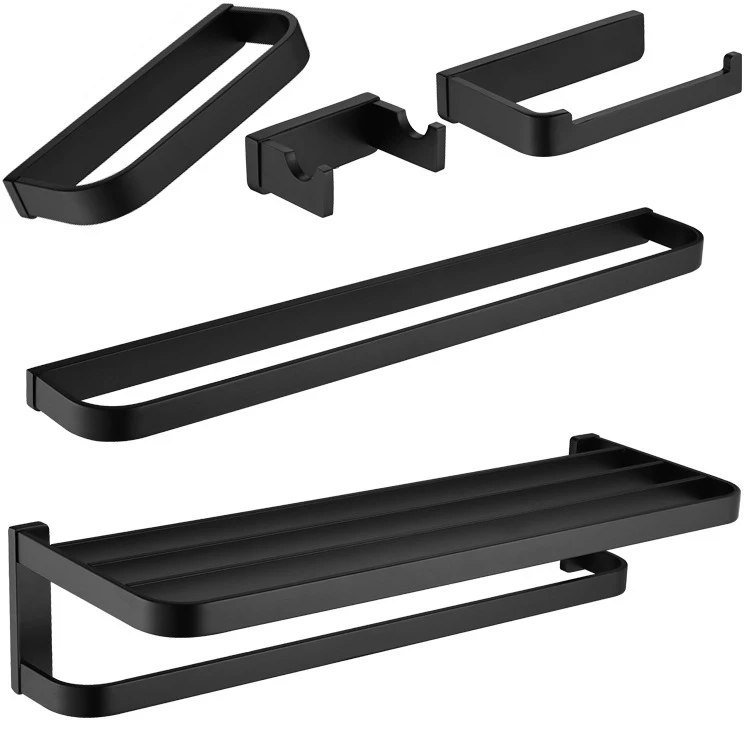 

5 Pieces Bathroom Accessory Kit stainless steel bathroom hardware set Matte Black Bath Hardware Kit