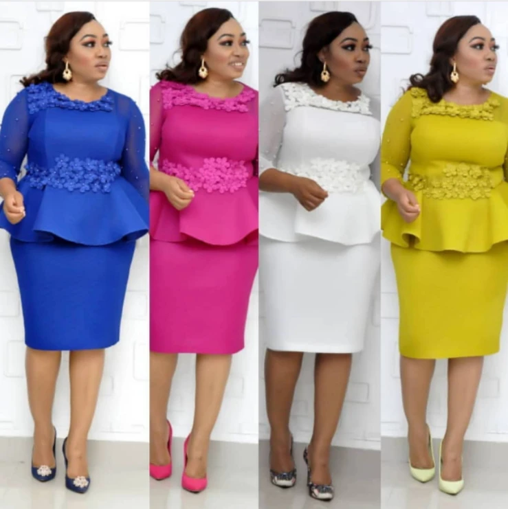 African Three-dimensional Rose Decorative Patchwork Mesh Plus Size Dress