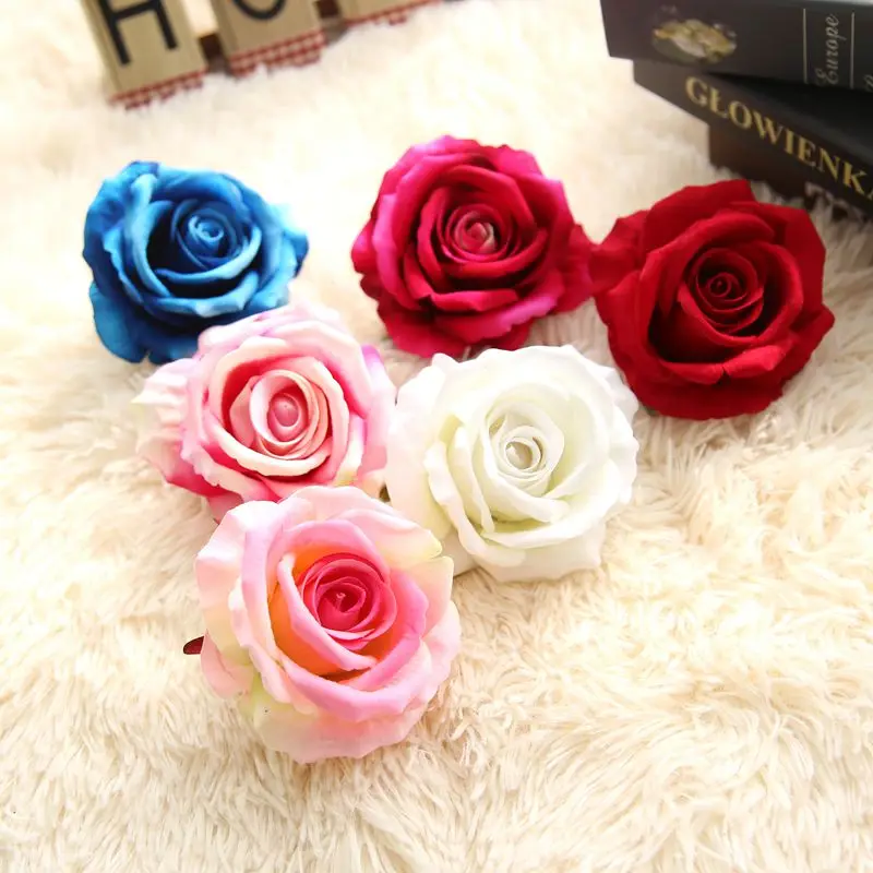 factory wholesale red velvet rose head artificial flowers