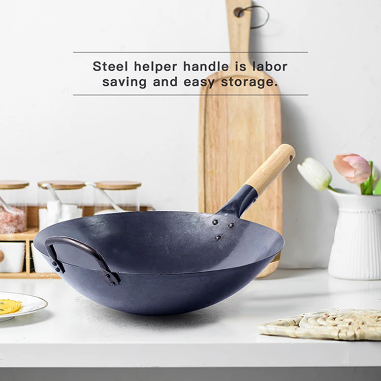 Carbon Steel Wok With Wooden Handle Steel Chinese Wok Buy Chinese