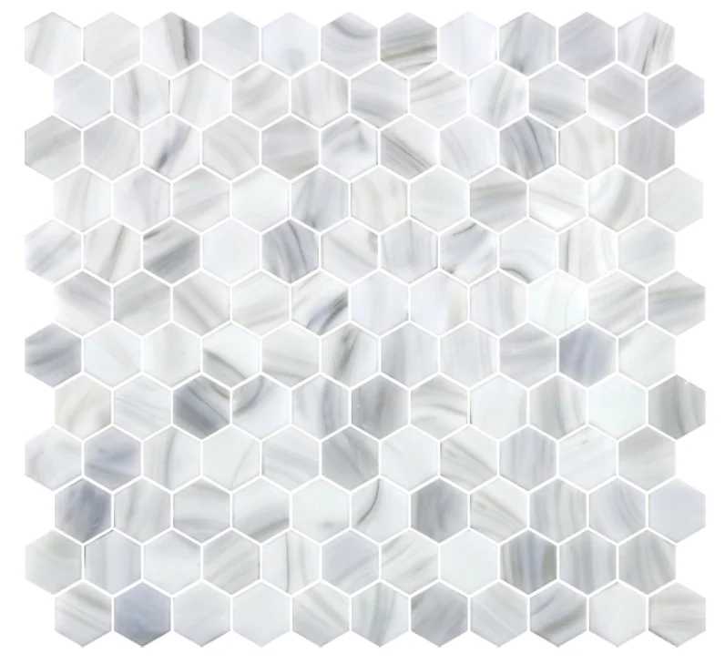 iridescent glass mosaic white waterline tile for sale
