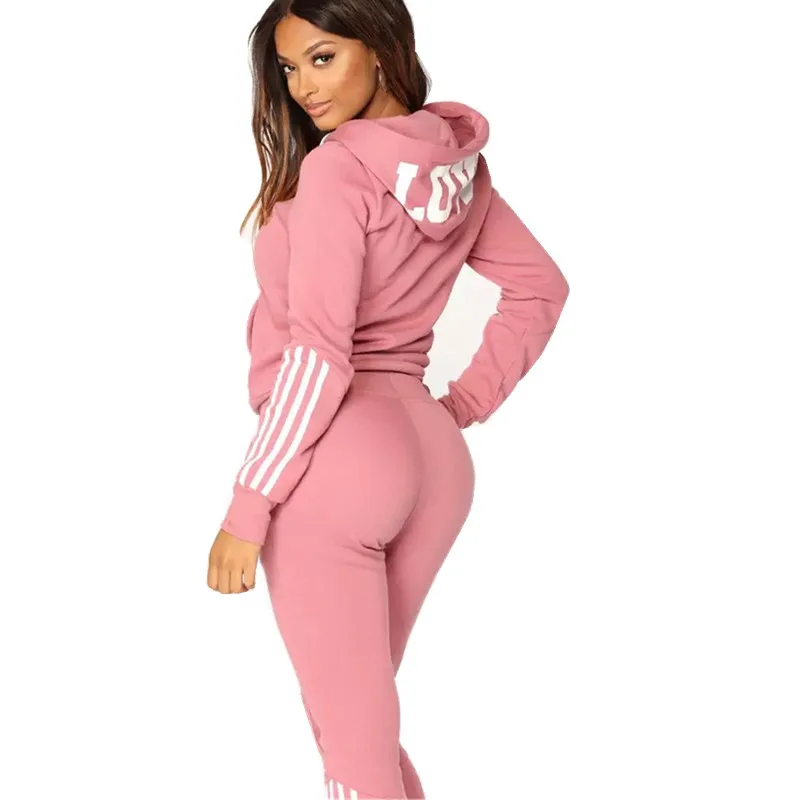 

New Women's Hot Sale Long-sleeved Sweater Trousers Sportswear Suit, Pink/grey/black