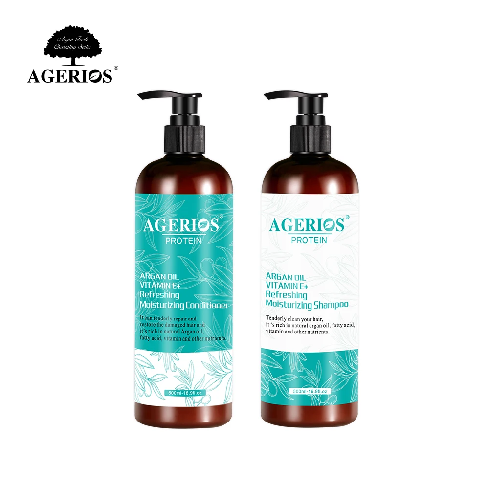 

AGERIOS Argan oil Protein Rich Shampoo and Conditioner Set Smoothing For Damaged Hair, Whtie cream