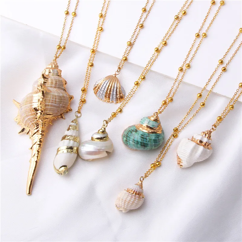 

Artilady Boho Natural Conch Shells Necklace Sea Beach Cowrie Shell Pendant Necklace Collier Femme Fashion Jewelry For Women