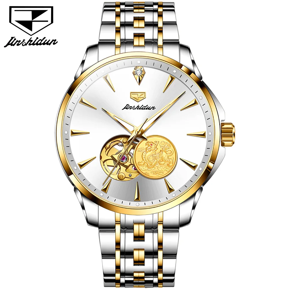 

JSDUN 8913 Good Quality Couple Simple Japanese movement Stainless Steel Waterproof Coated Glass Mechanical Watch