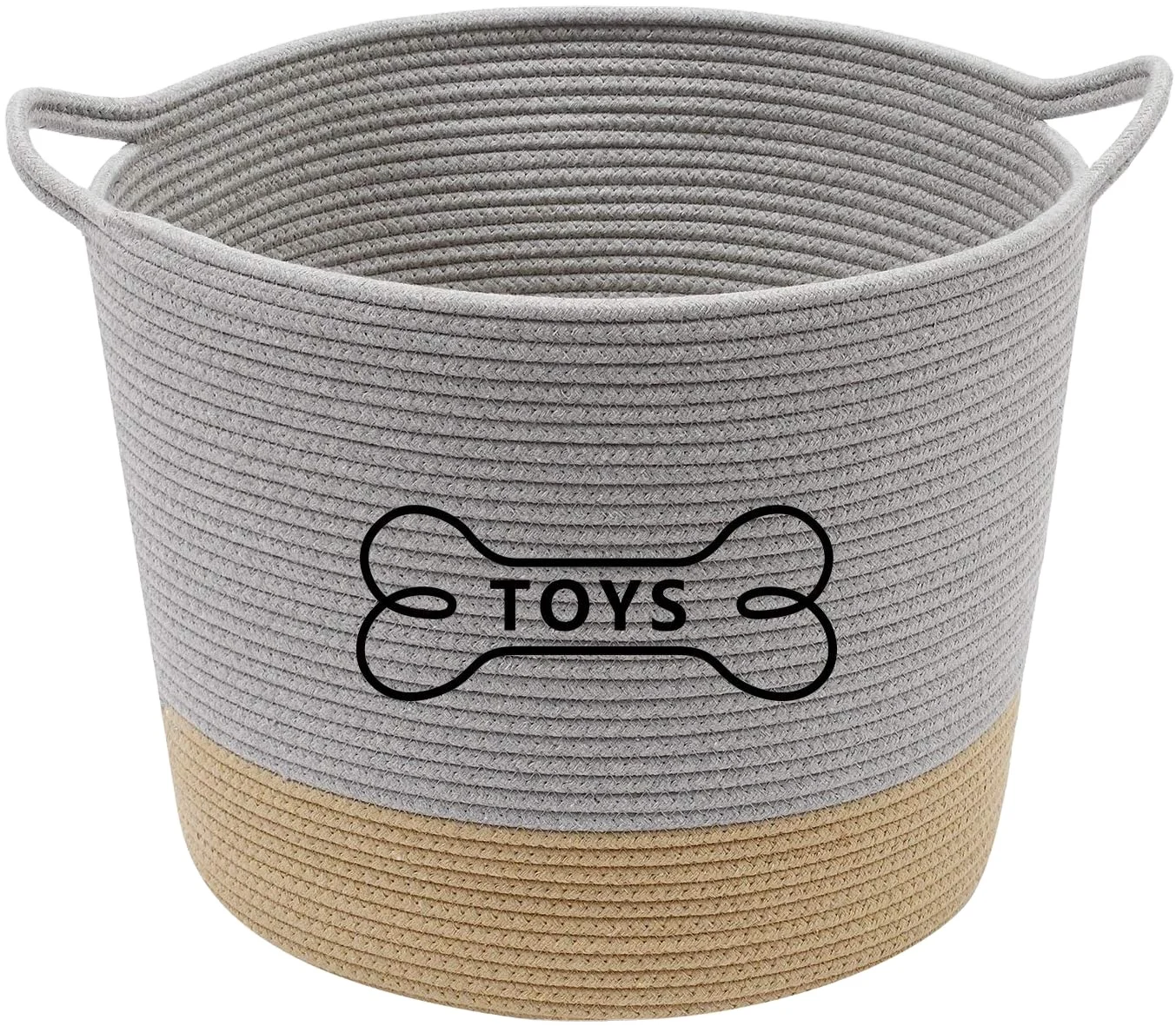 

Cotton Rope Basket With Handle Easy To Use For Blanket Basket, Gray;white;customer color