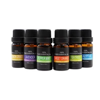 

Private label aromatherapy essential oil kit 100% pure lavender lemongrass refreshing relaxing body 6pack/set for traveling 10ml