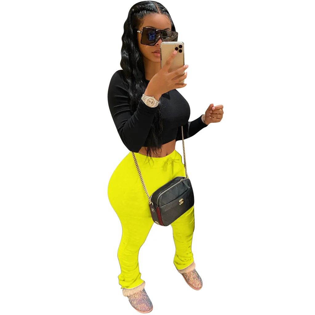 

Spring Summer Joggers With Pockets Stack Jogers 9 Colors Cargo Cotton Pant For Women Stacked Sweat Pants, Black