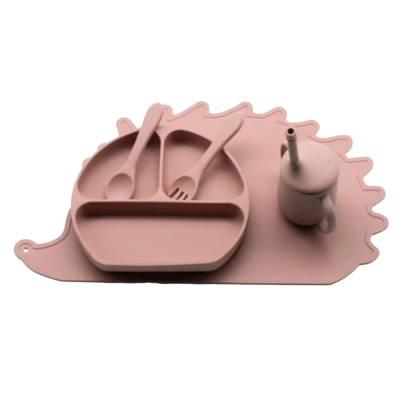 

Kids Dinner Silicon Eco Dinnerware Dishes Plate Suction Cup Baby Feeding Silicone Set Children