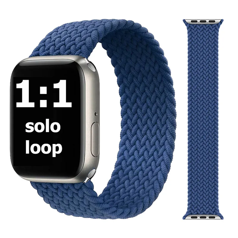 

Chinber Atlantic Blue Woven Braided Solo Loop for Apple Watchband 6/5/SE 40MM 44MM, 5 colors available